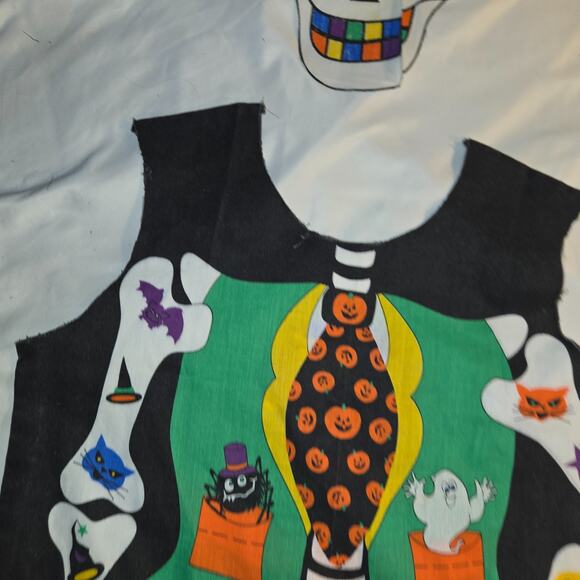 Vintage Skeleton Witch Pullover Halloween Costume Apron Mask Sheet 31" L 18" W - Picture 15 of 16